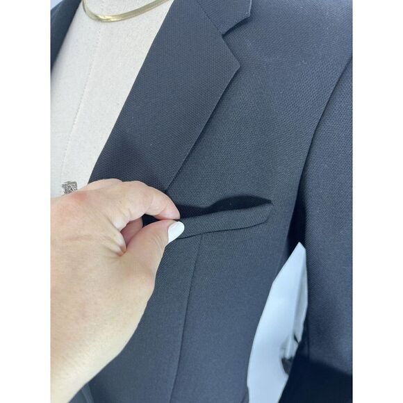Helmut Lang Women's Black Peak Lapel Blazer Jacket Size 10 Button Lined - Picture 14 of 16